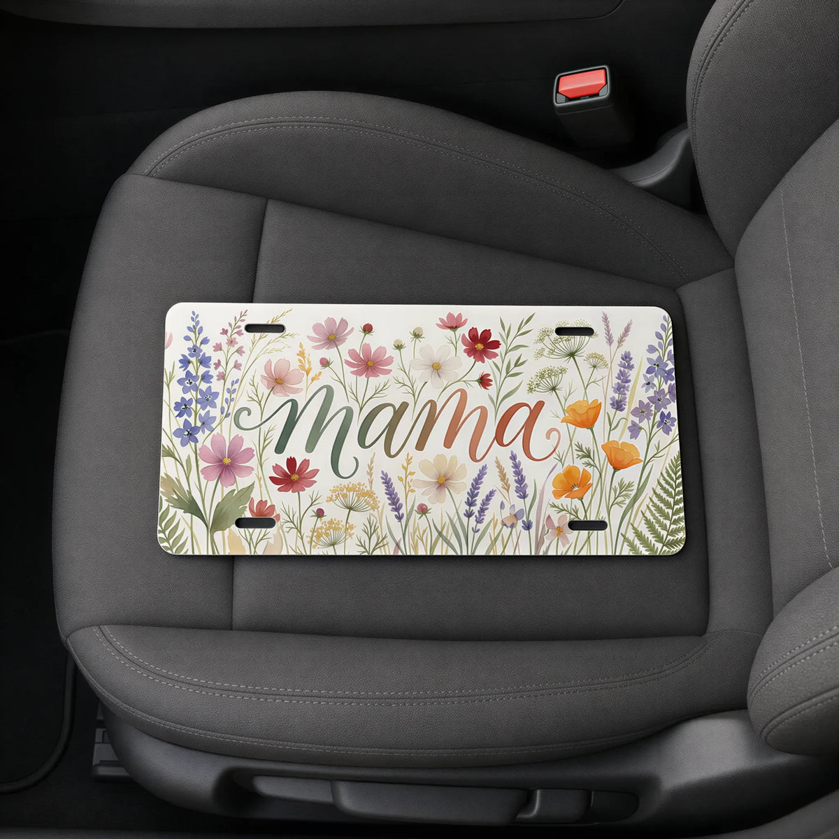 Mama Floral Script Wildflowers Vanity Plate