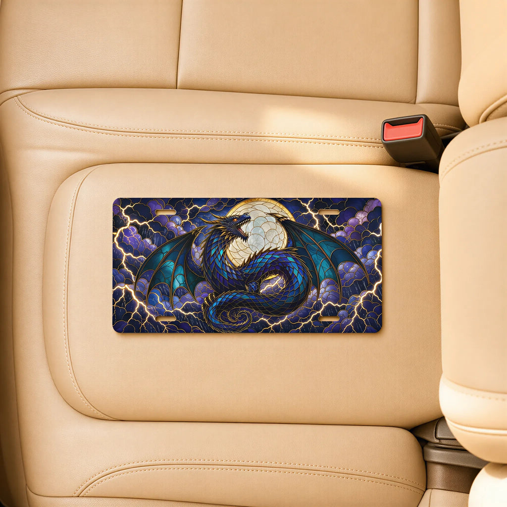 Blue Dragon Moon Fantasy Vanity Plate