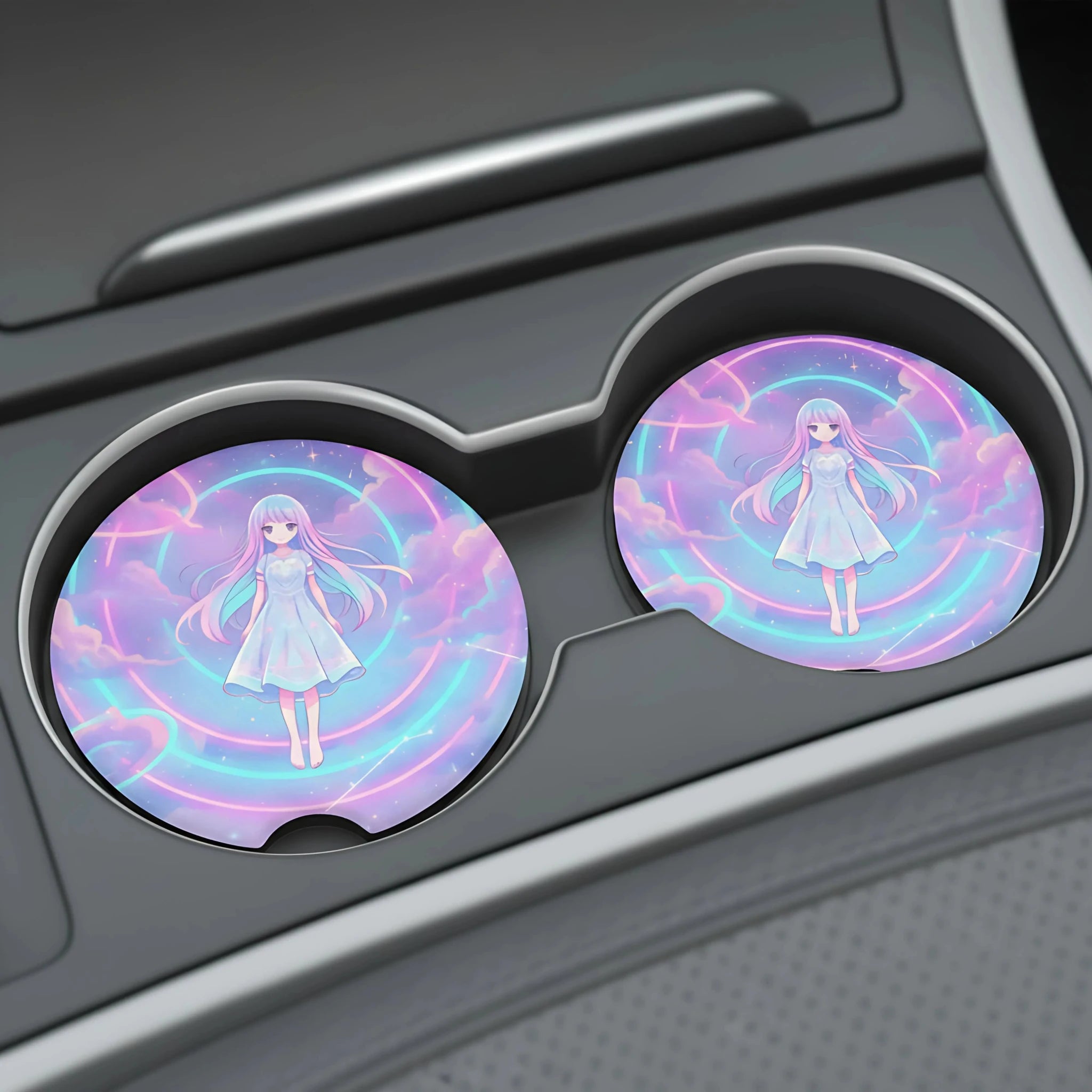 Pastel Anime Girl Magical Kawaii Car Coasters Set - Road Muse