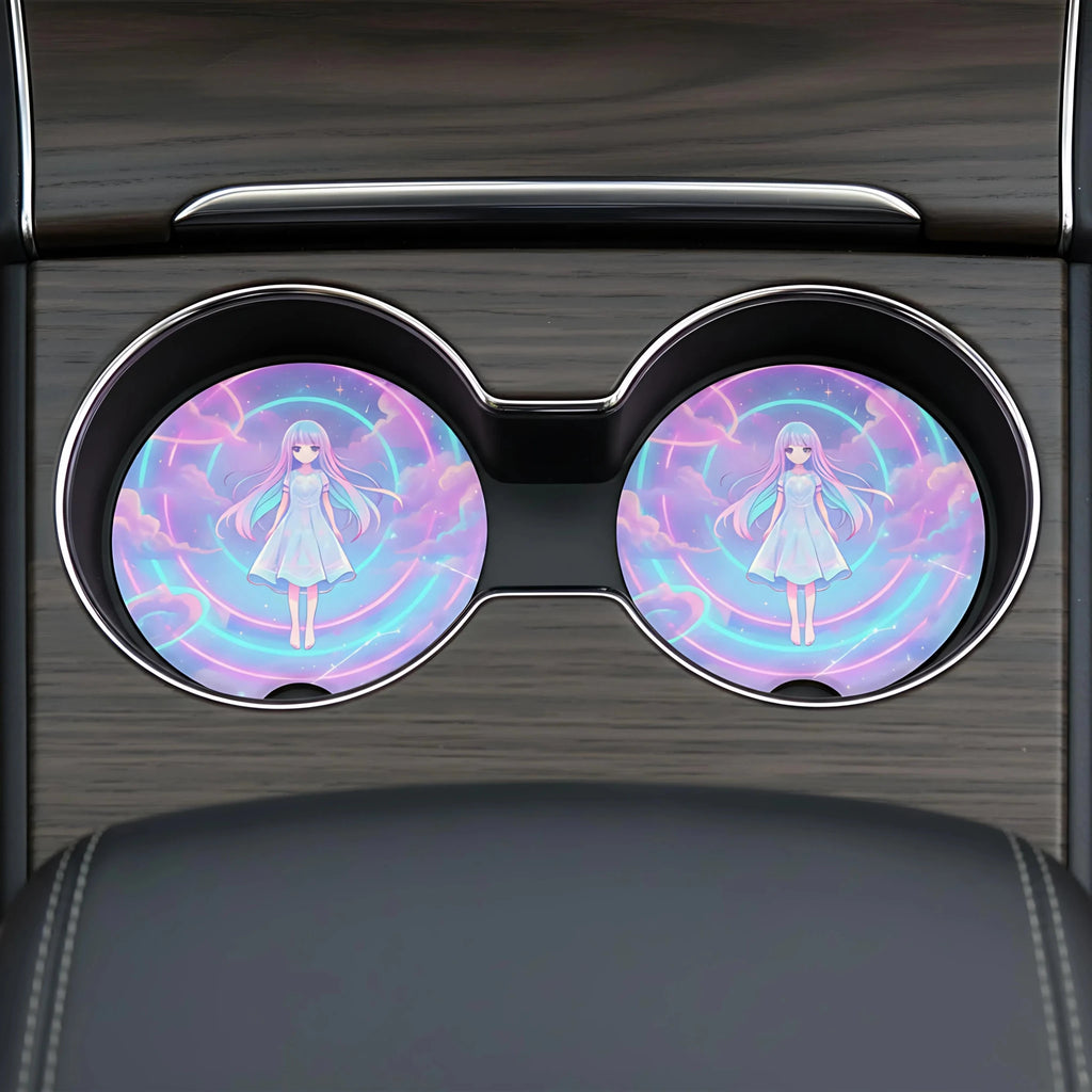 Pastel Anime Girl Magical Kawaii Car Coasters Set - Road Muse
