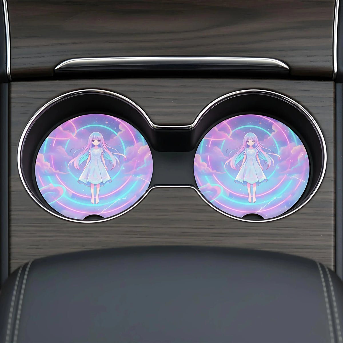 Pastel Anime Girl Magical Kawaii Car Coasters Set - Road Muse
