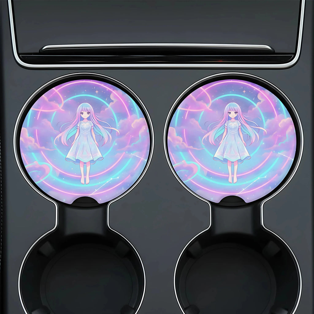 Pastel Anime Girl Magical Kawaii Car Coasters Set - Road Muse