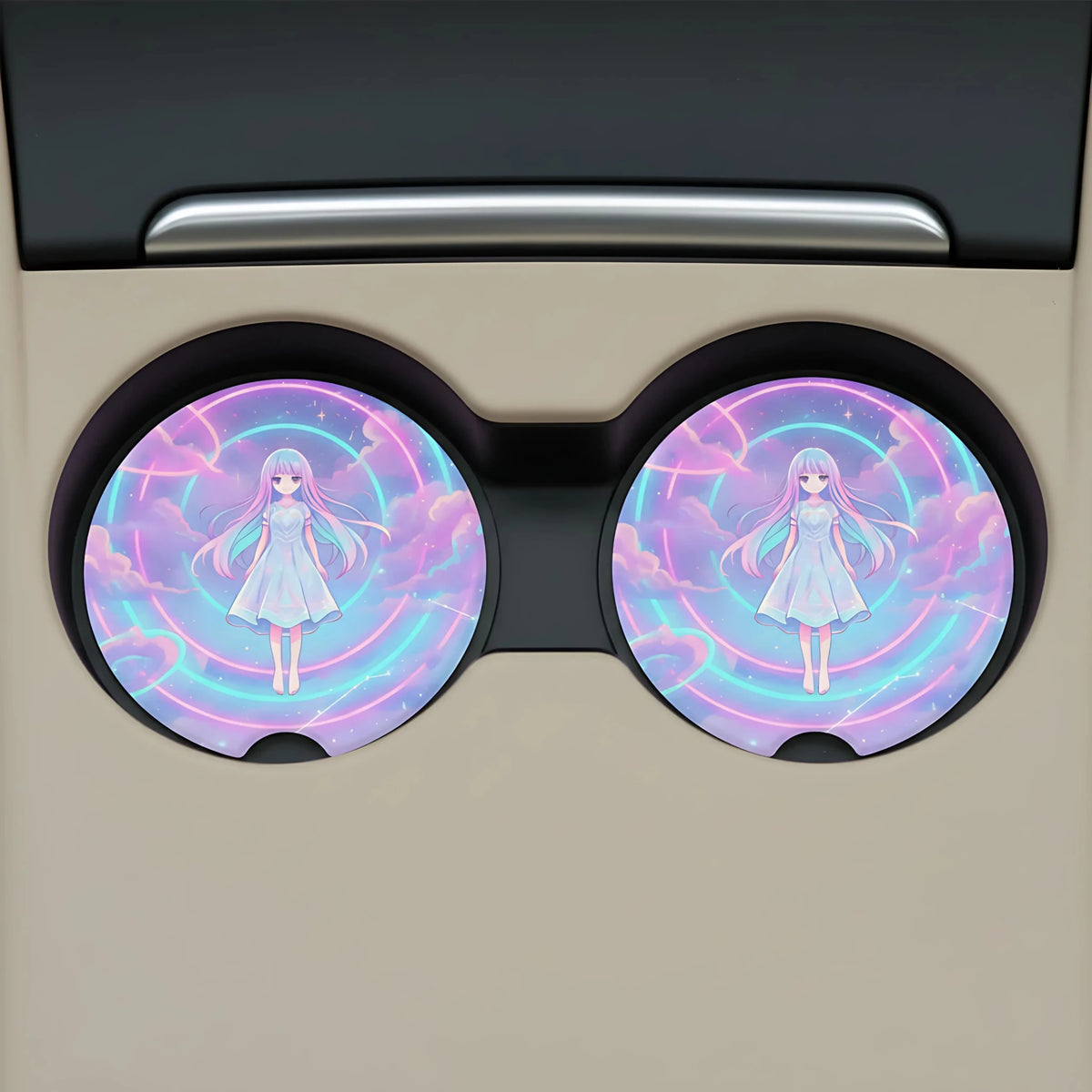 Pastel Anime Girl Magical Kawaii Car Coasters Set - Road Muse