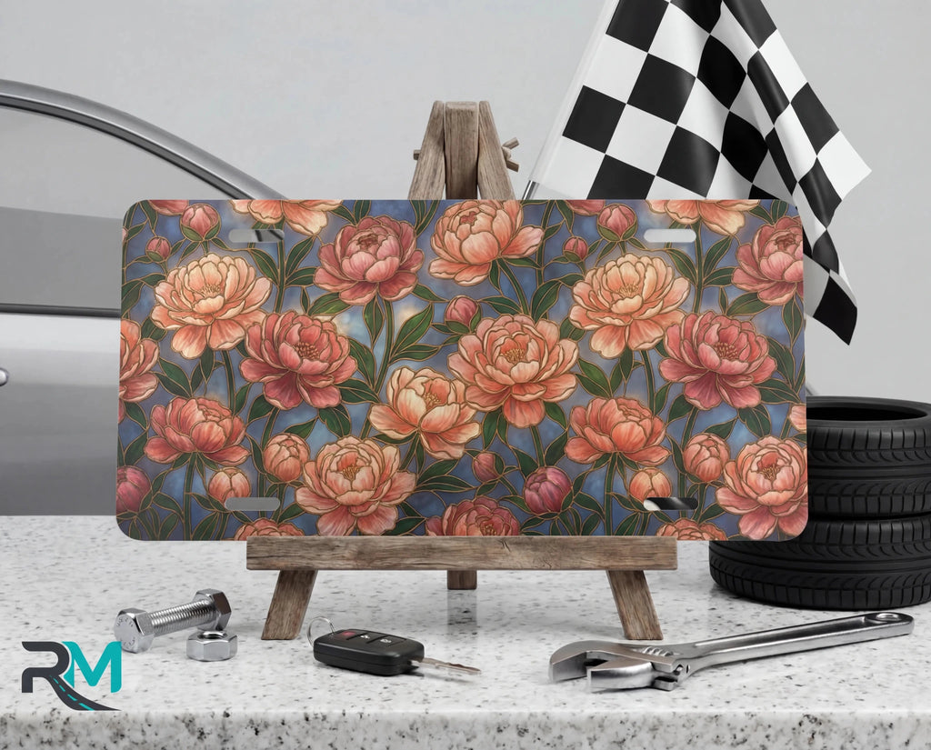 Peony Floral Vanity Plate - Road Muse