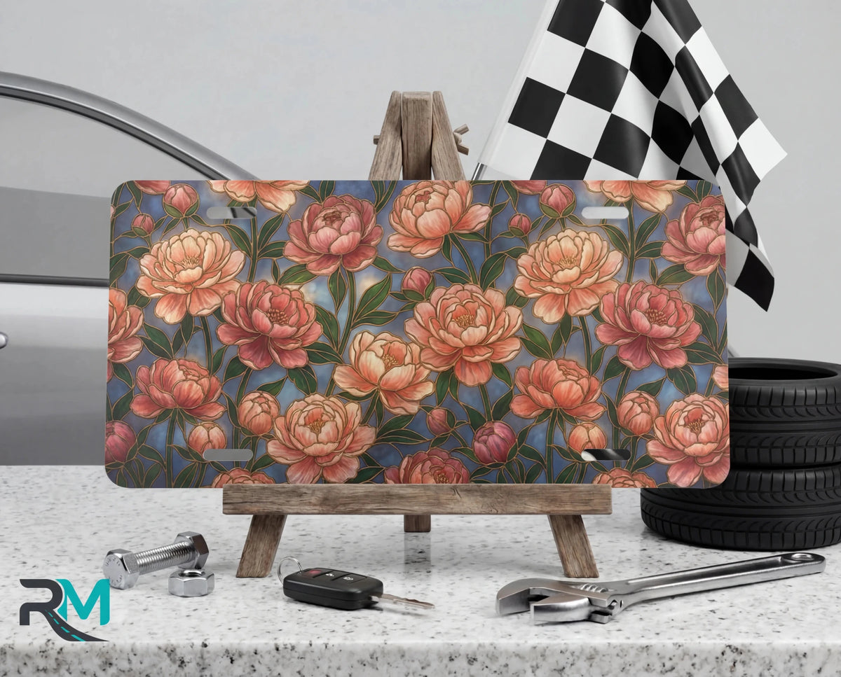 Peony Floral Vanity Plate - Road Muse