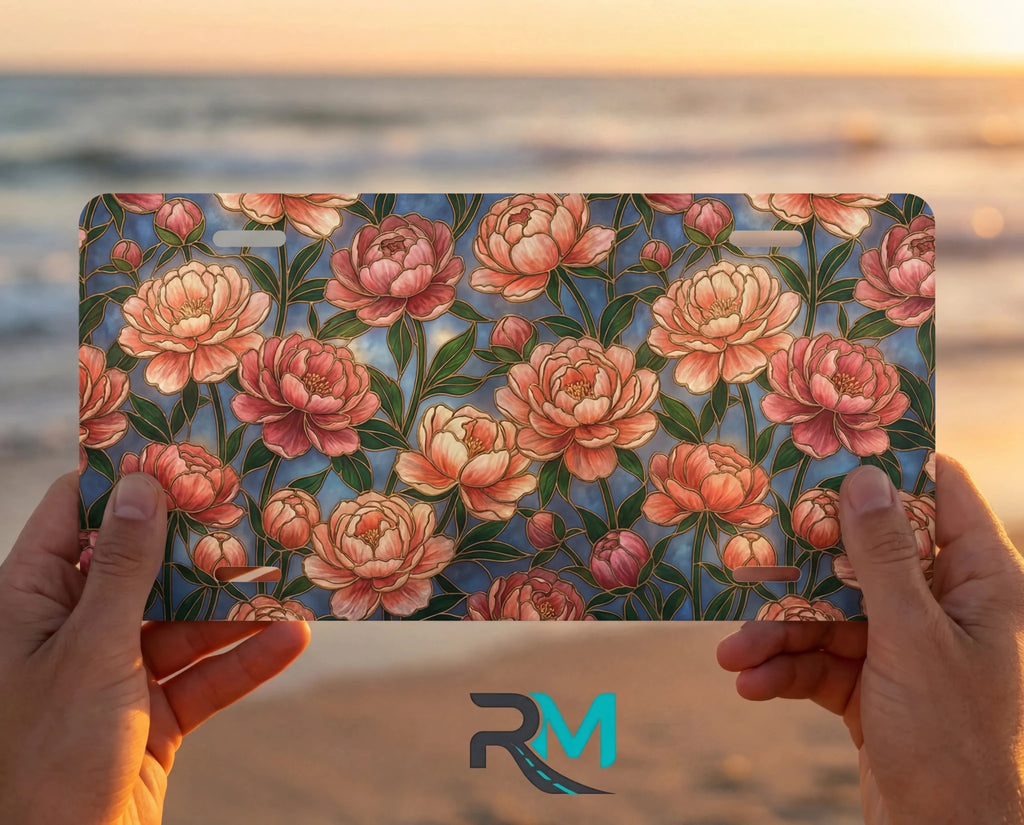 Peony Floral Vanity Plate - Road Muse