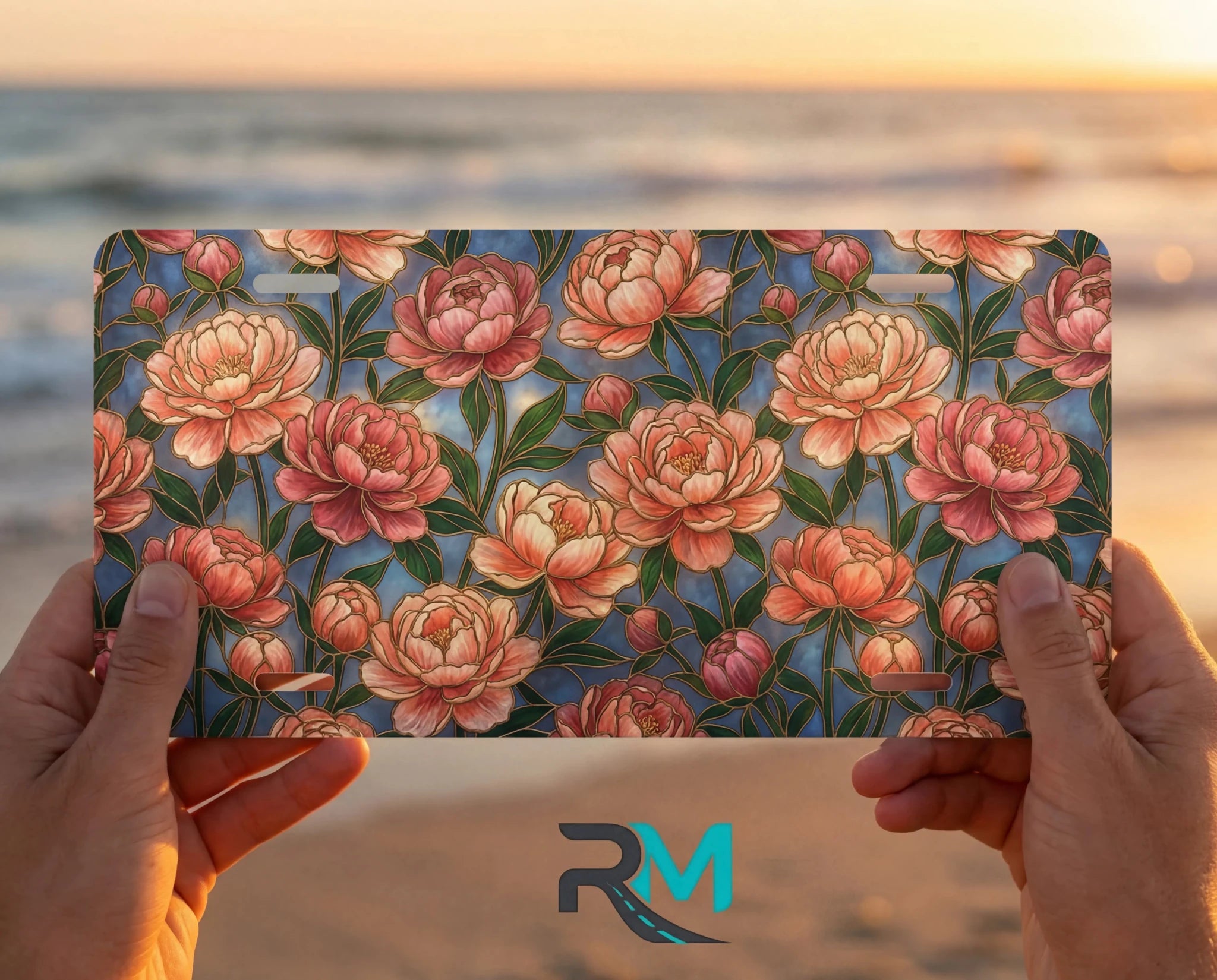 Peony Floral Vanity Plate - Road Muse