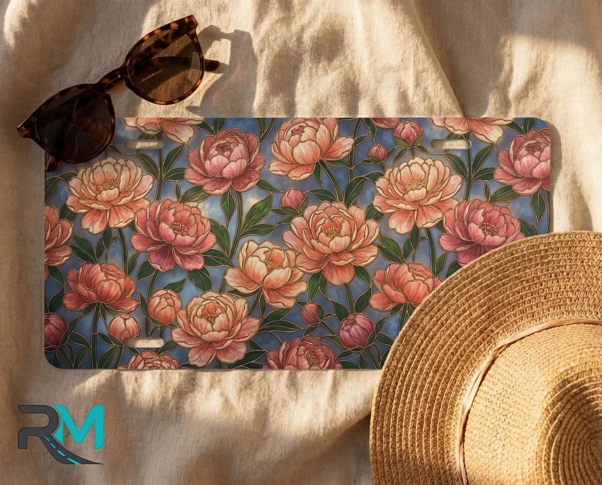 Peony Floral Vanity Plate - Road Muse