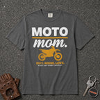 pepper moto mom graphic tee — vintage dirt bike silhouette comfort colors motocross shirt