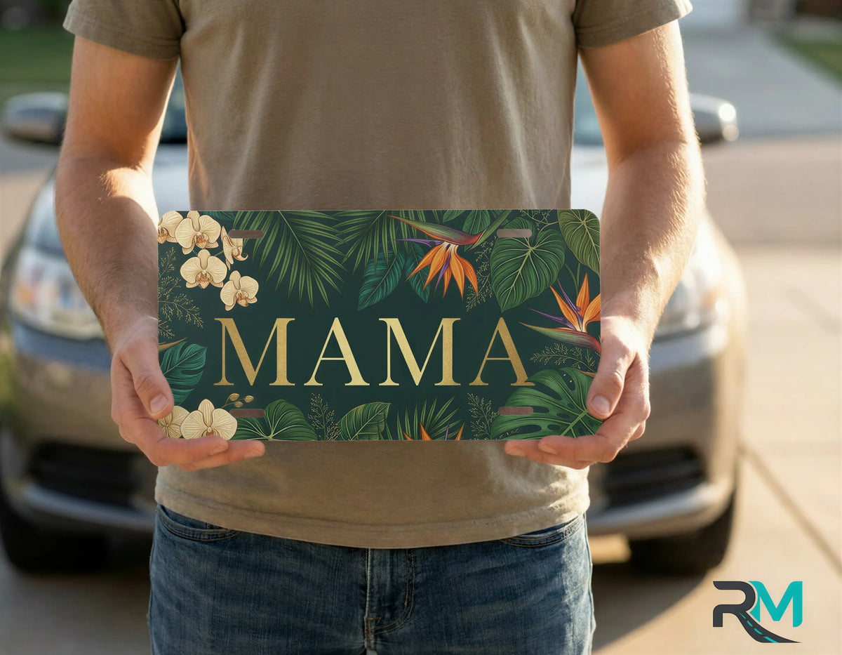 Tropical Floral Mama Vanity Plate