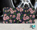 Pink Floral Pattern Navy Botanical Vanity Plate - Road Muse