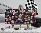 Pink Floral Pattern Navy Botanical Vanity Plate - Road Muse