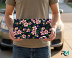 Pink Floral Pattern Navy Botanical Vanity Plate - Road Muse