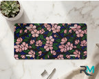 Pink Floral Pattern Navy Botanical Vanity Plate - Road Muse