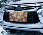 Pink Floral Pattern Vanity Plate - Road Muse
