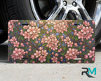 Pink Floral Pattern Vanity Plate - Road Muse