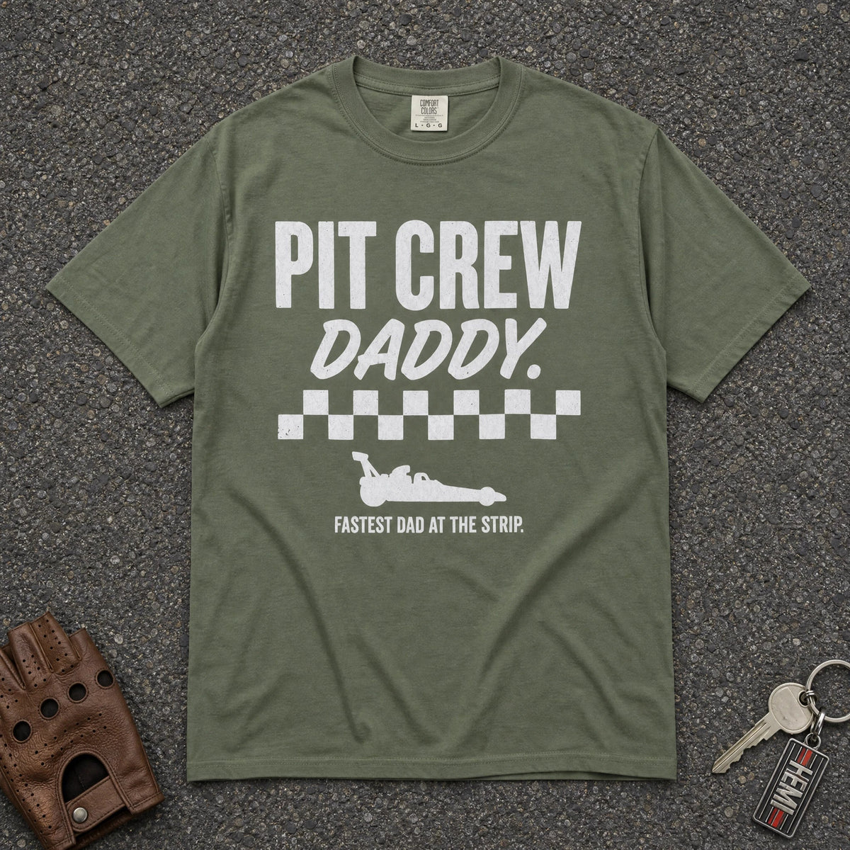Pit Crew Daddy Checkered Flag Tee - Road Muse