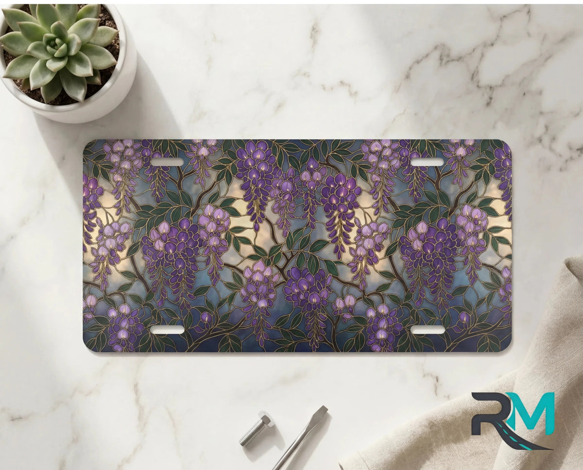 Purple Wisteria Floral Vanity Plate - Road Muse