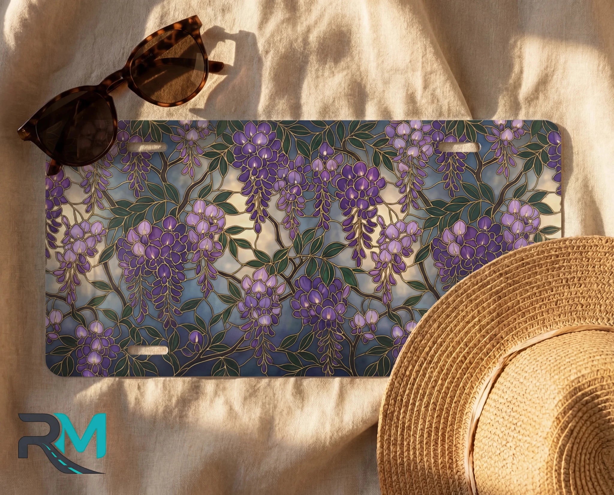 Purple Wisteria Floral Vanity Plate - Road Muse