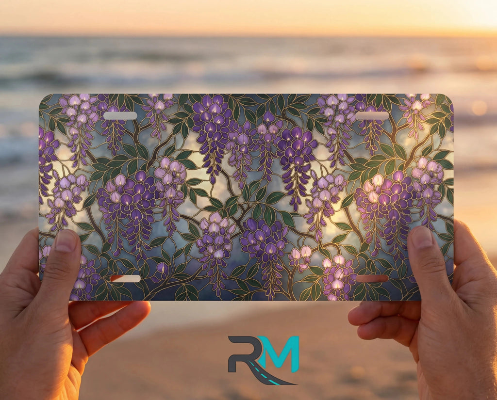 Purple Wisteria Floral Vanity Plate - Road Muse
