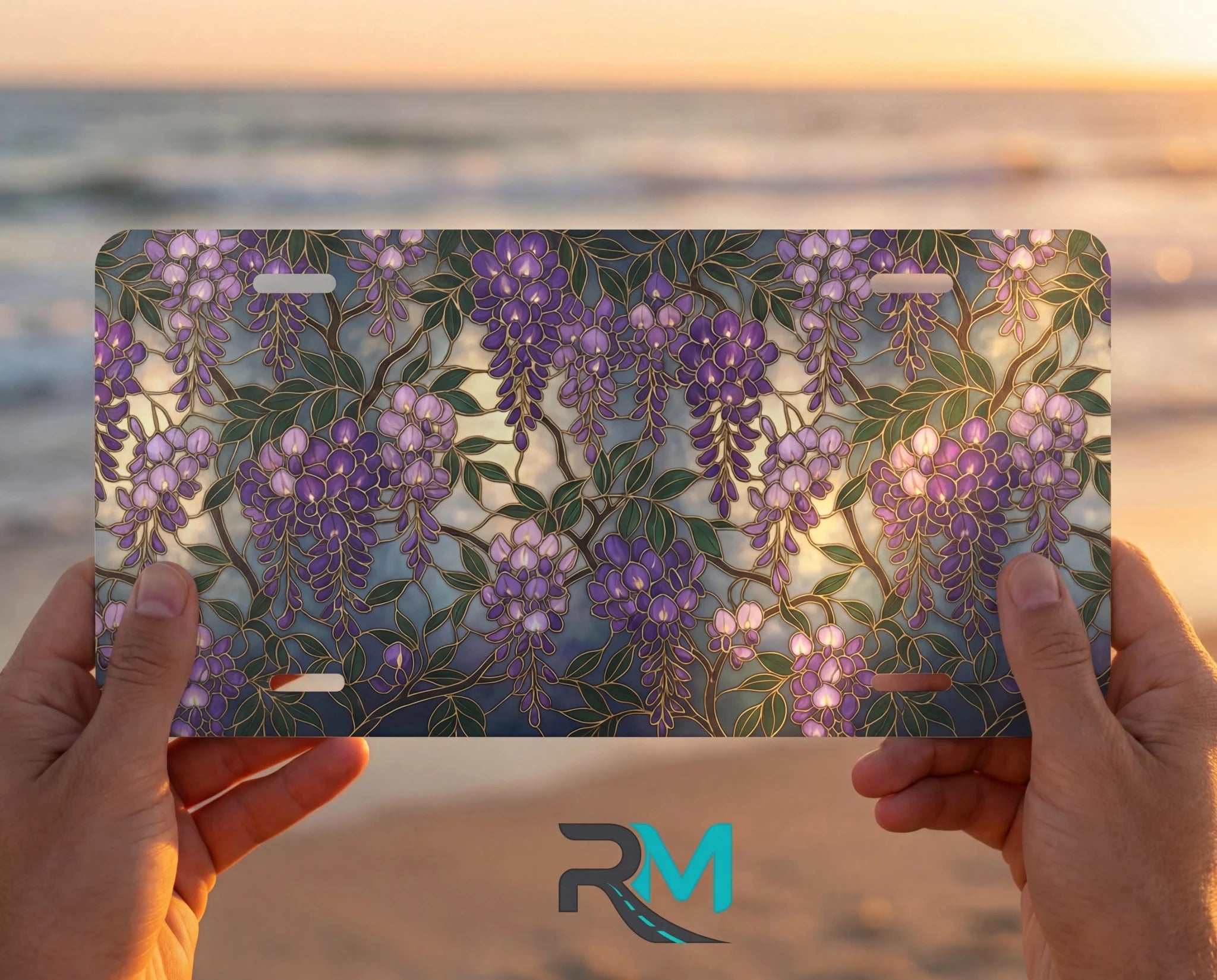 Purple Wisteria Floral Vanity Plate - Road Muse
