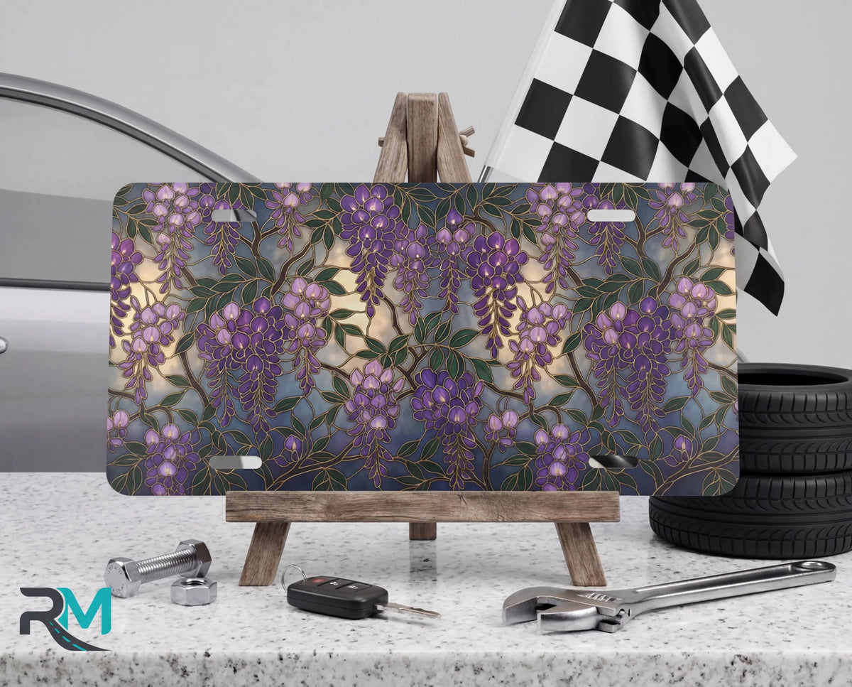 Purple Wisteria Floral Vanity Plate - Road Muse