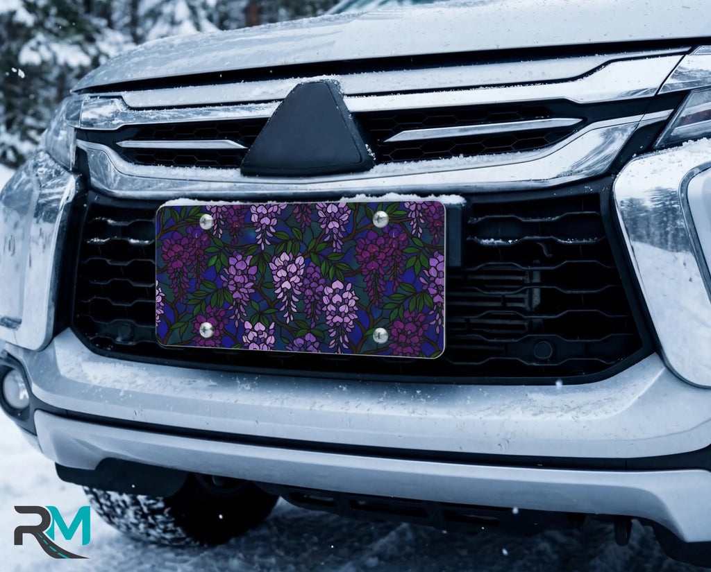 Purple Wisteria Pattern Vanity Plate - Road Muse