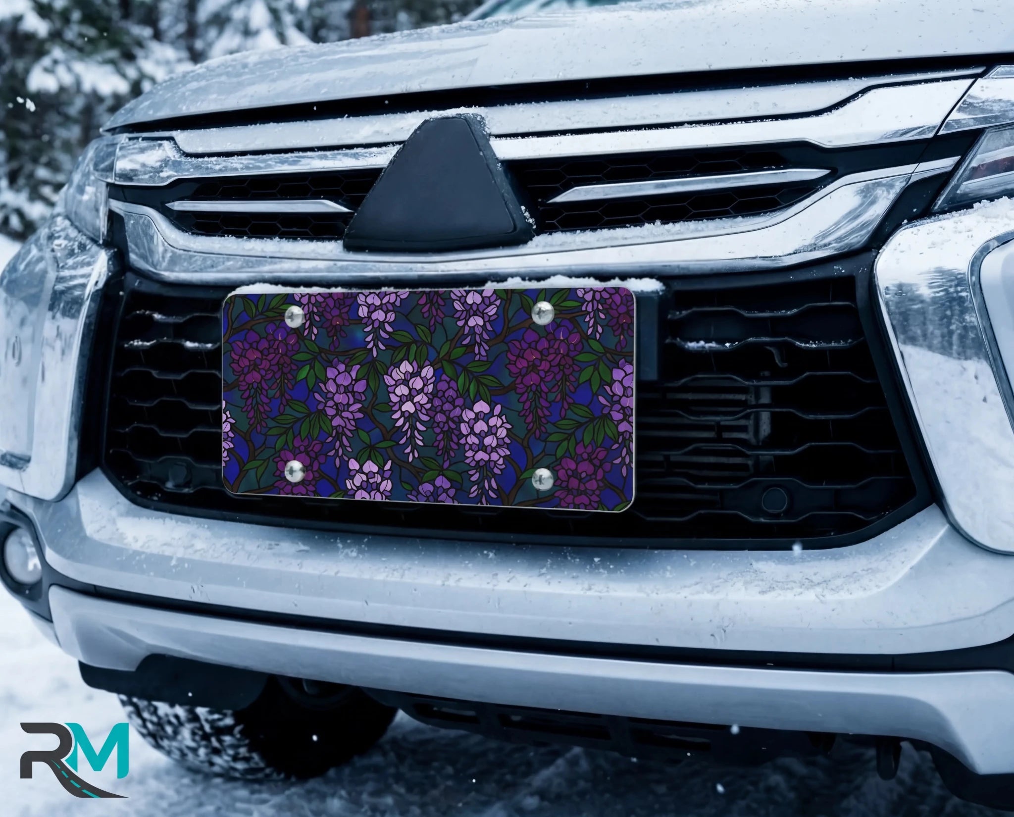 Purple Wisteria Pattern Vanity Plate - Road Muse