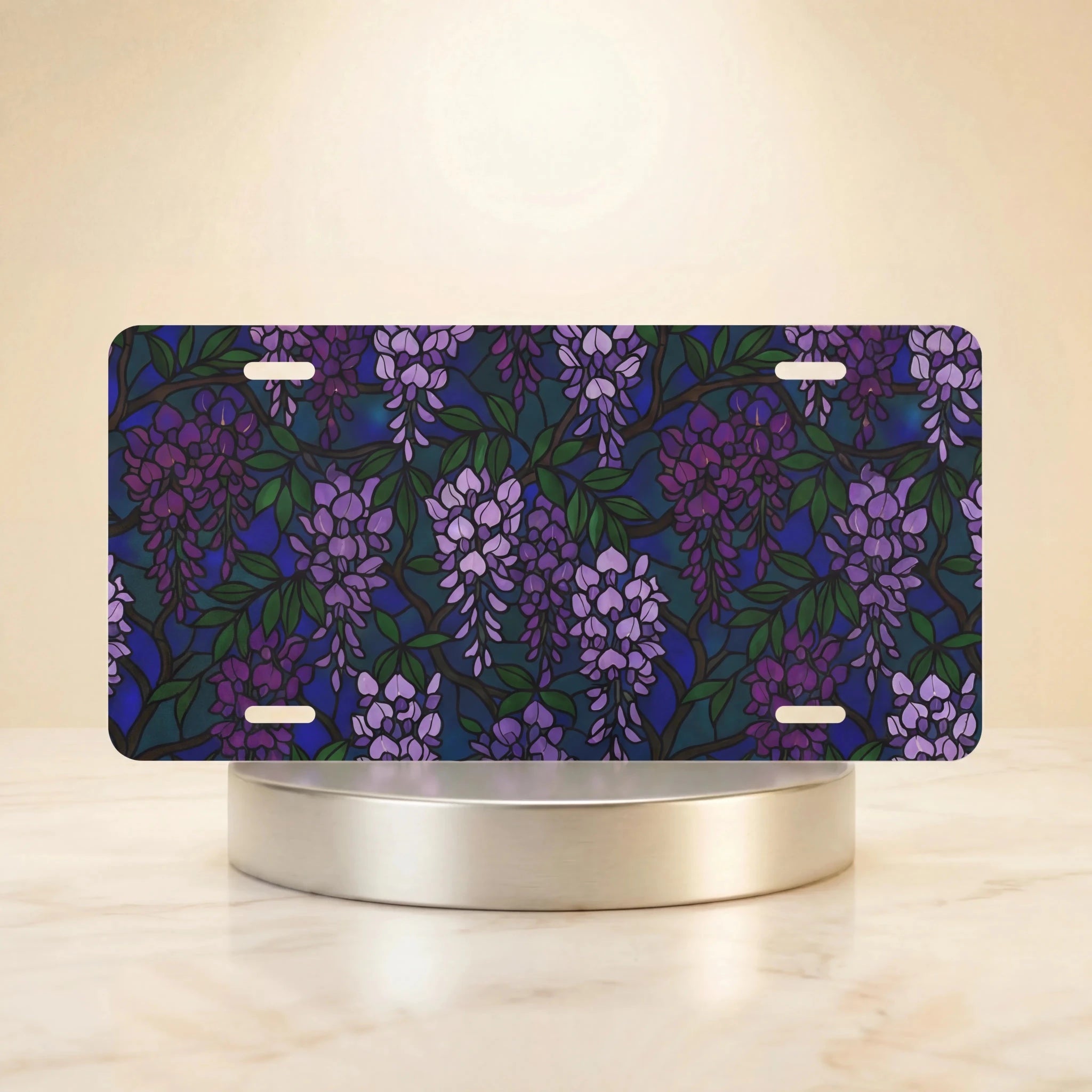 Purple Wisteria Pattern Vanity Plate - Road Muse