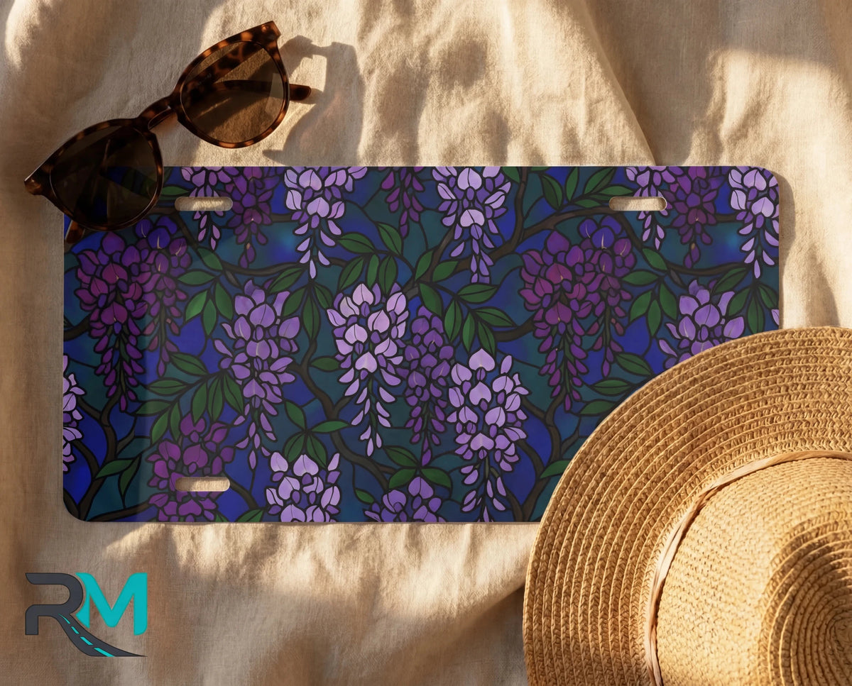 Purple Wisteria Pattern Vanity Plate - Road Muse