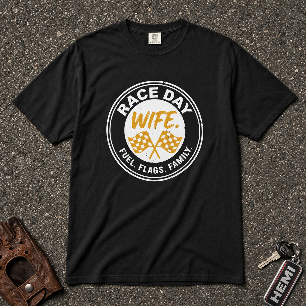 Race Day Wife Circle Flags Tee - Road Muse