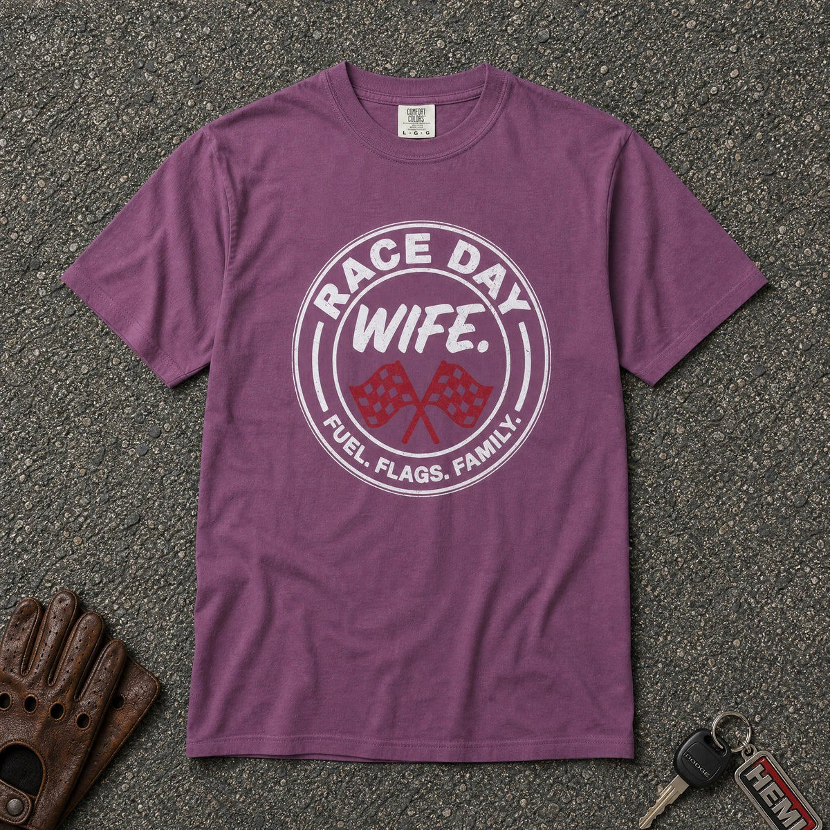 Race Day Wife Flags Graphic Tee - Road Muse