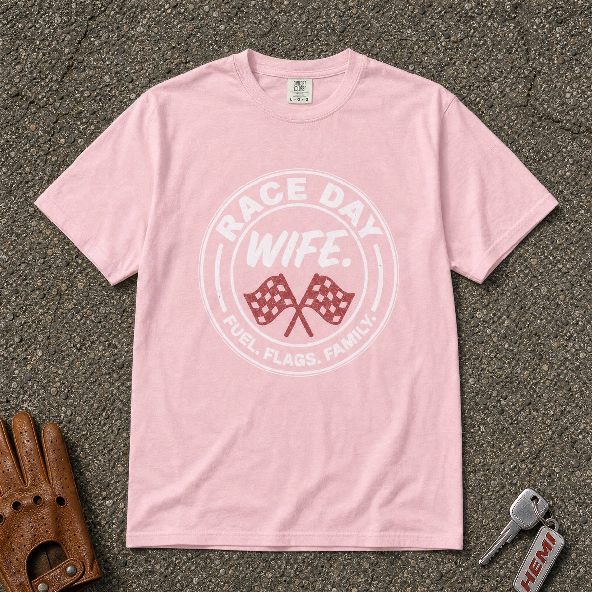 Race Day Wife Flags Graphic Tee - Road Muse