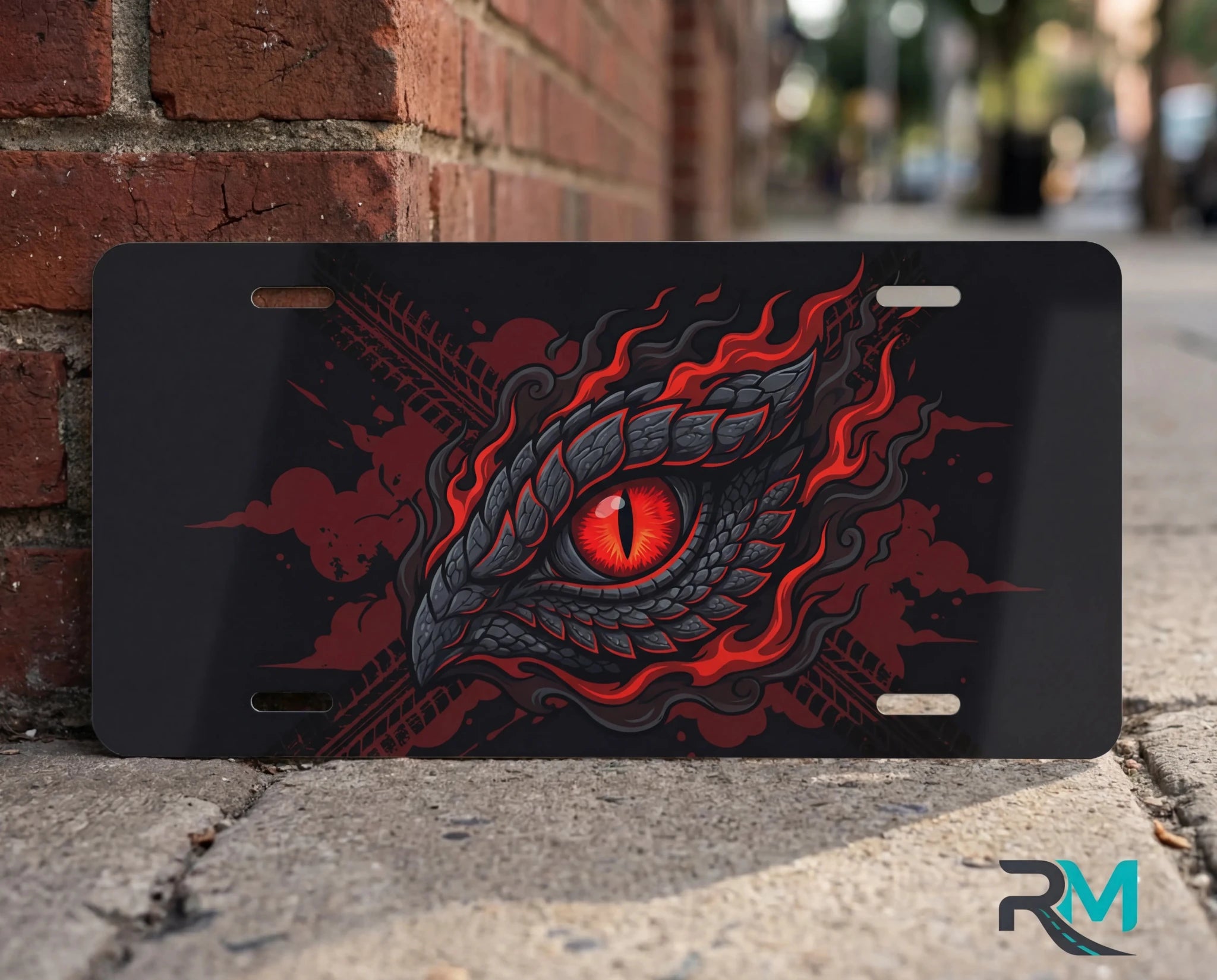 Red Dragon Eye Vanity Plate - Road Muse