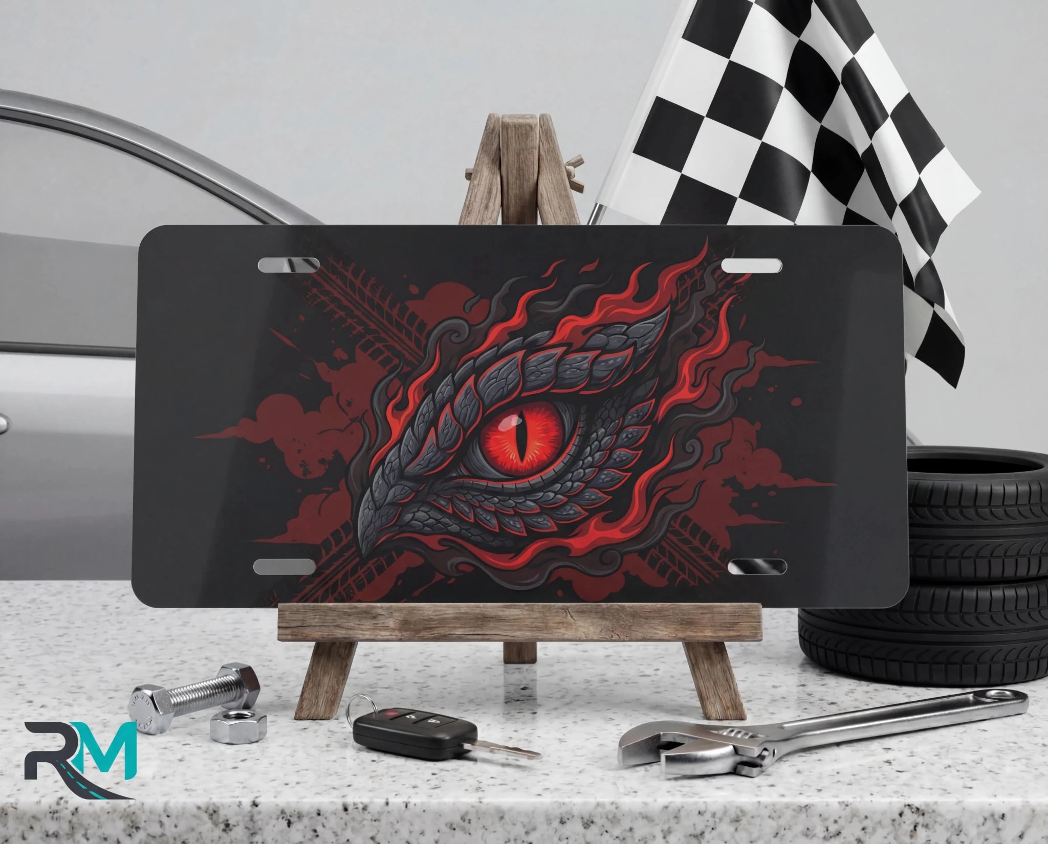 Red Dragon Eye Vanity Plate - Road Muse