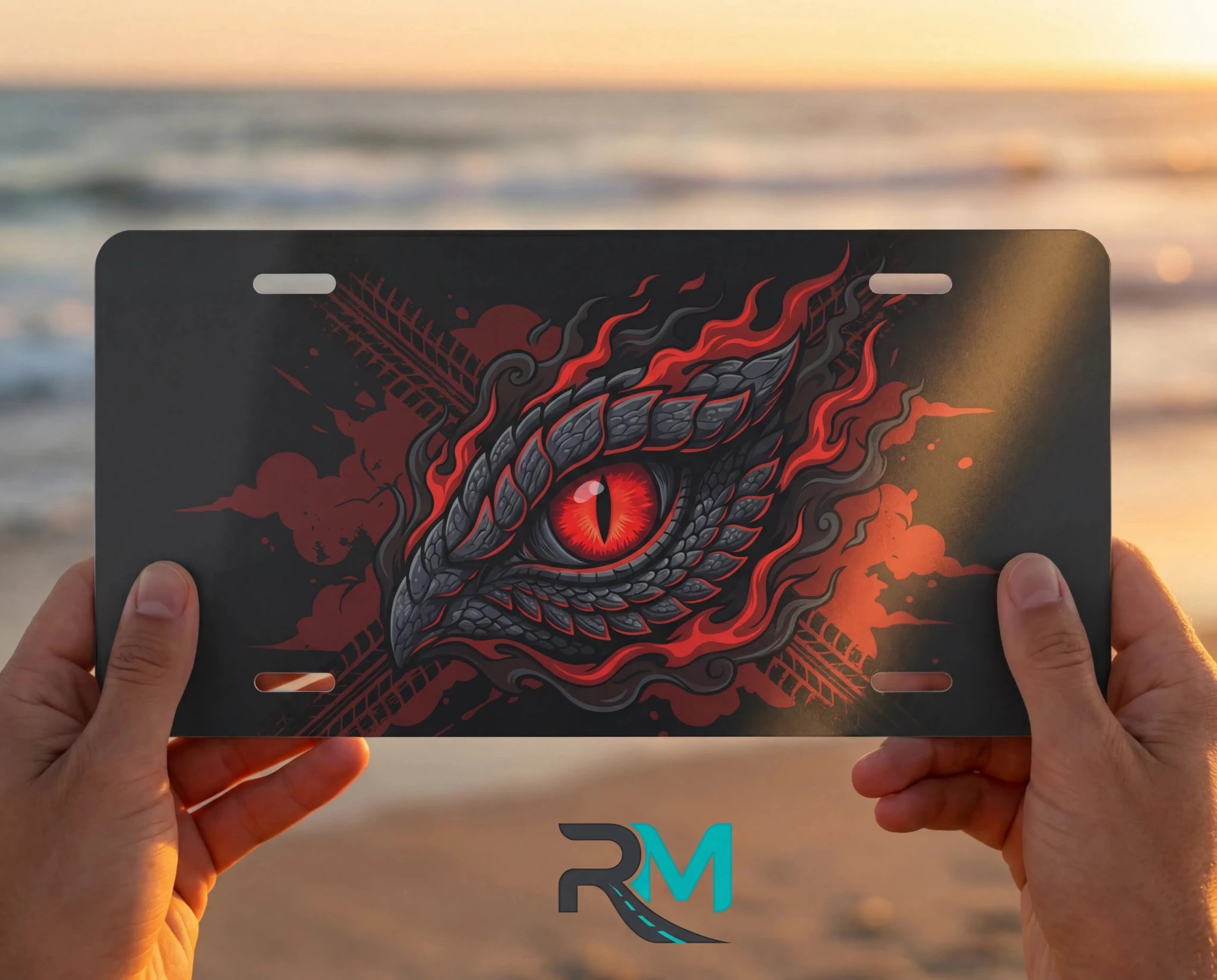 Red Dragon Eye Vanity Plate - Road Muse