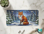 Red Fox in Snowy Forest Vanity Plate - Road Muse