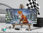 Red Fox in Snowy Forest Vanity Plate - Road Muse