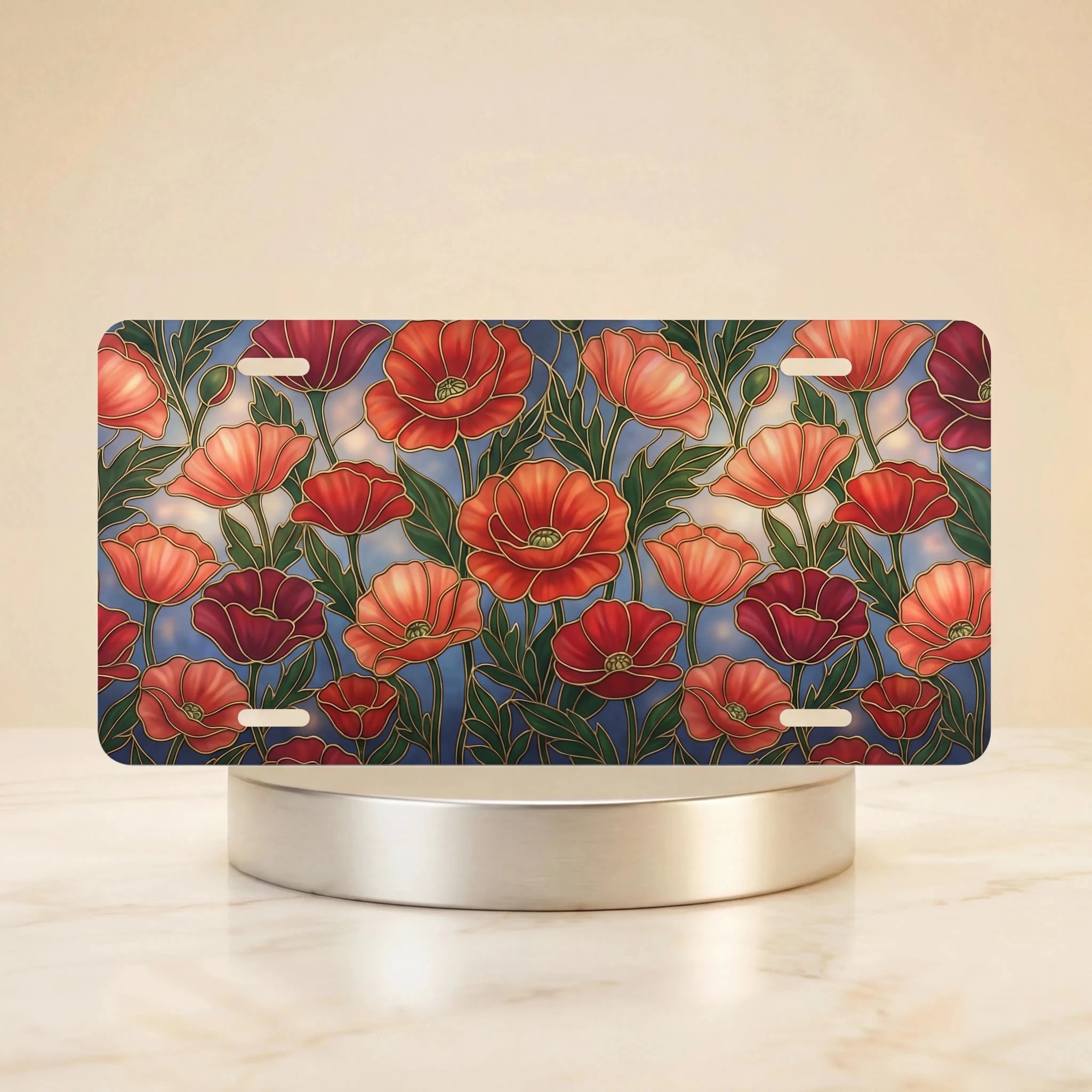 Red Poppy Floral Vanity Plate - Road Muse