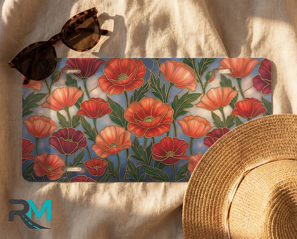 Red Poppy Floral Vanity Plate - Road Muse