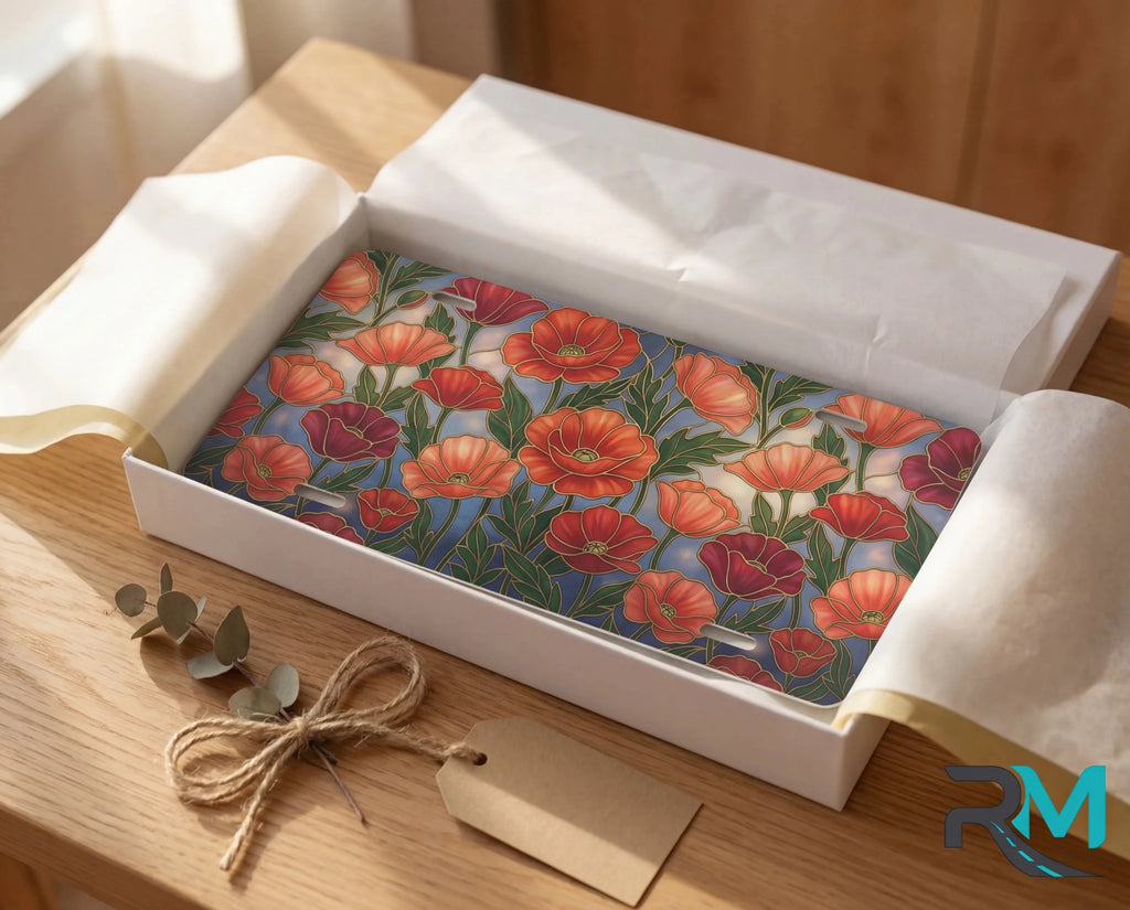 Red Poppy Floral Vanity Plate - Road Muse