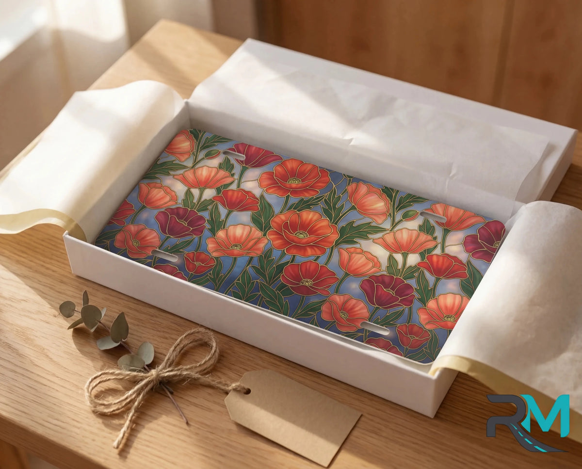 Red Poppy Floral Vanity Plate - Road Muse