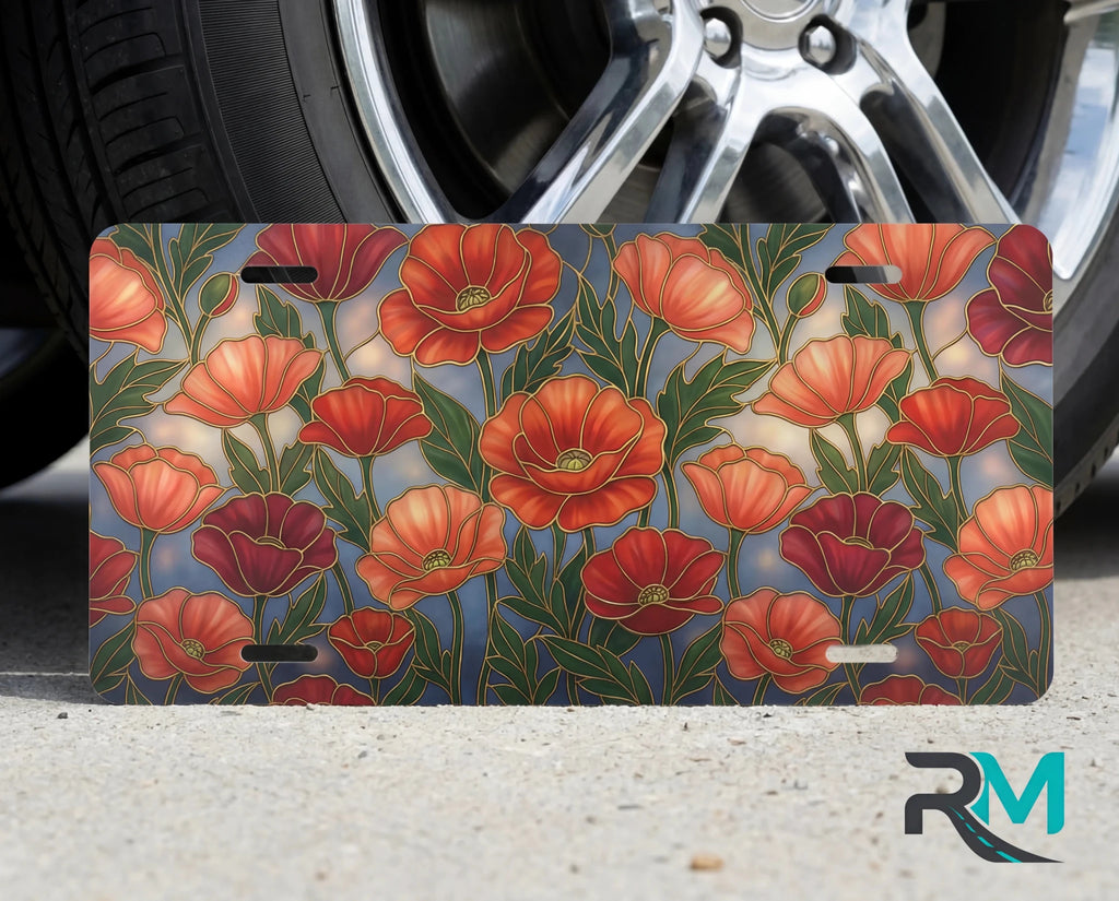 Red Poppy Floral Vanity Plate - Road Muse