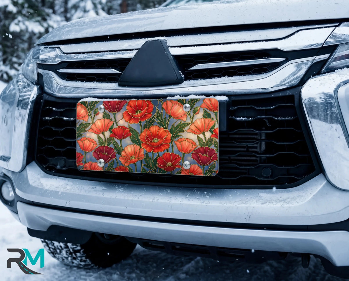 Red Poppy Floral Vanity Plate - Road Muse