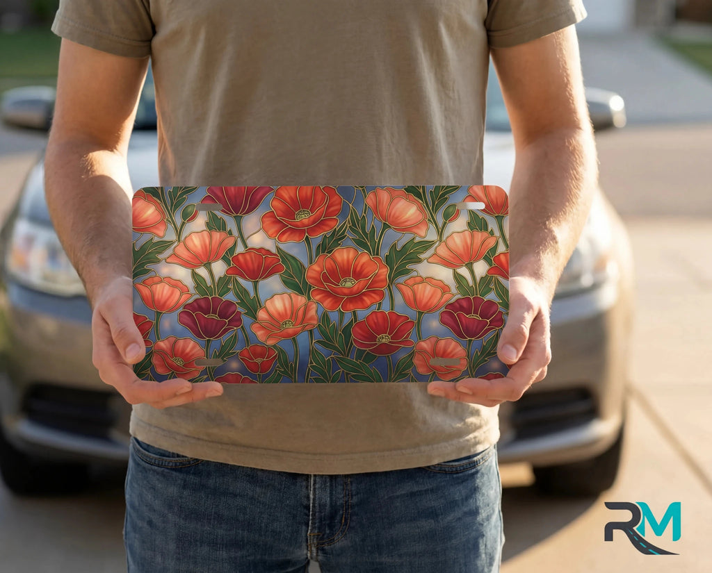 Red Poppy Floral Vanity Plate - Road Muse
