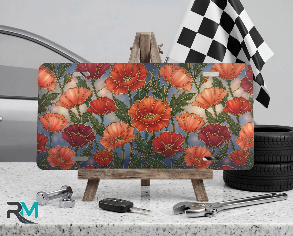 Red Poppy Floral Vanity Plate - Road Muse