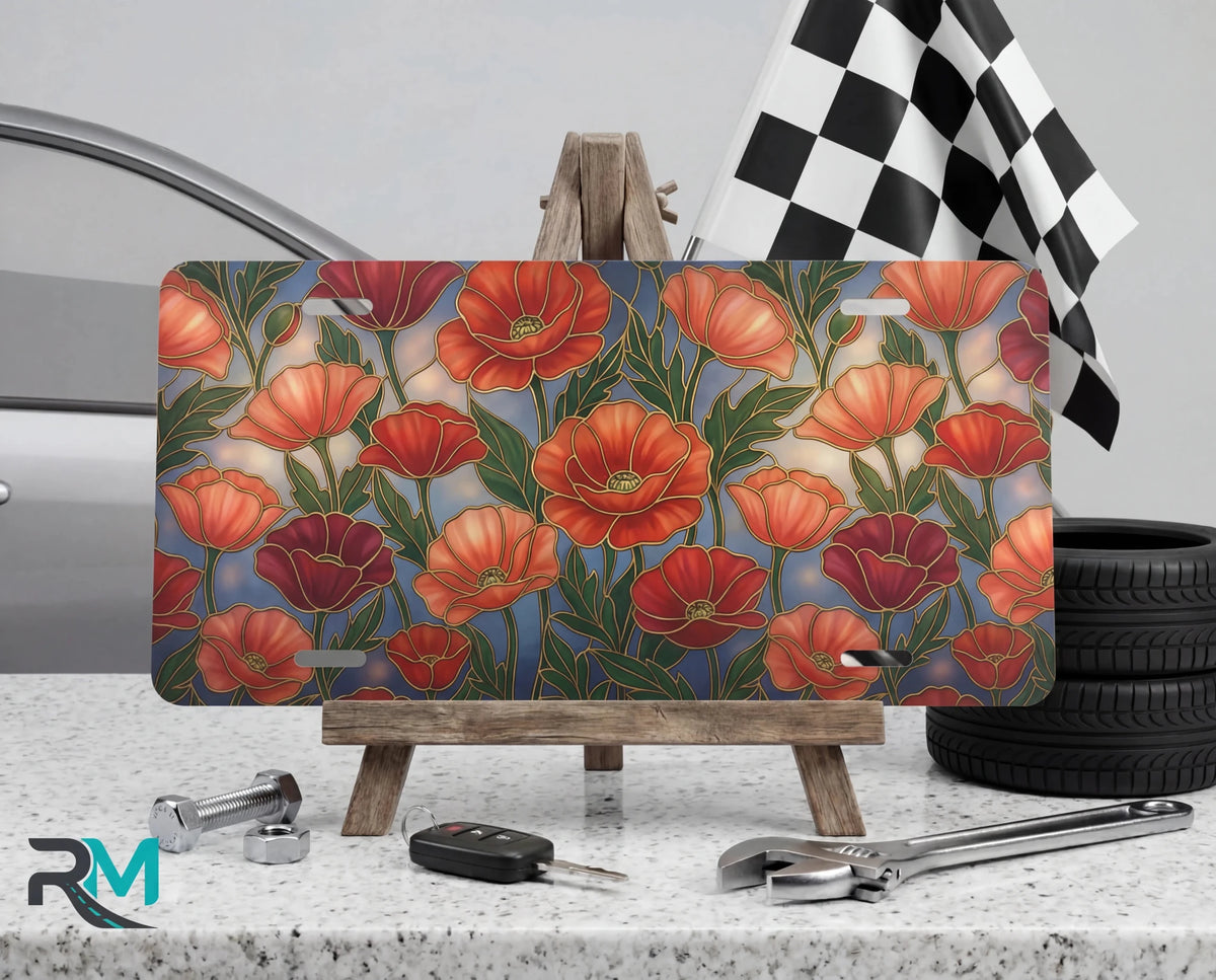 Red Poppy Floral Vanity Plate - Road Muse