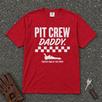 red pit crew daddy checkered flag graphic tee — vintage racing dad comfort colors shirt