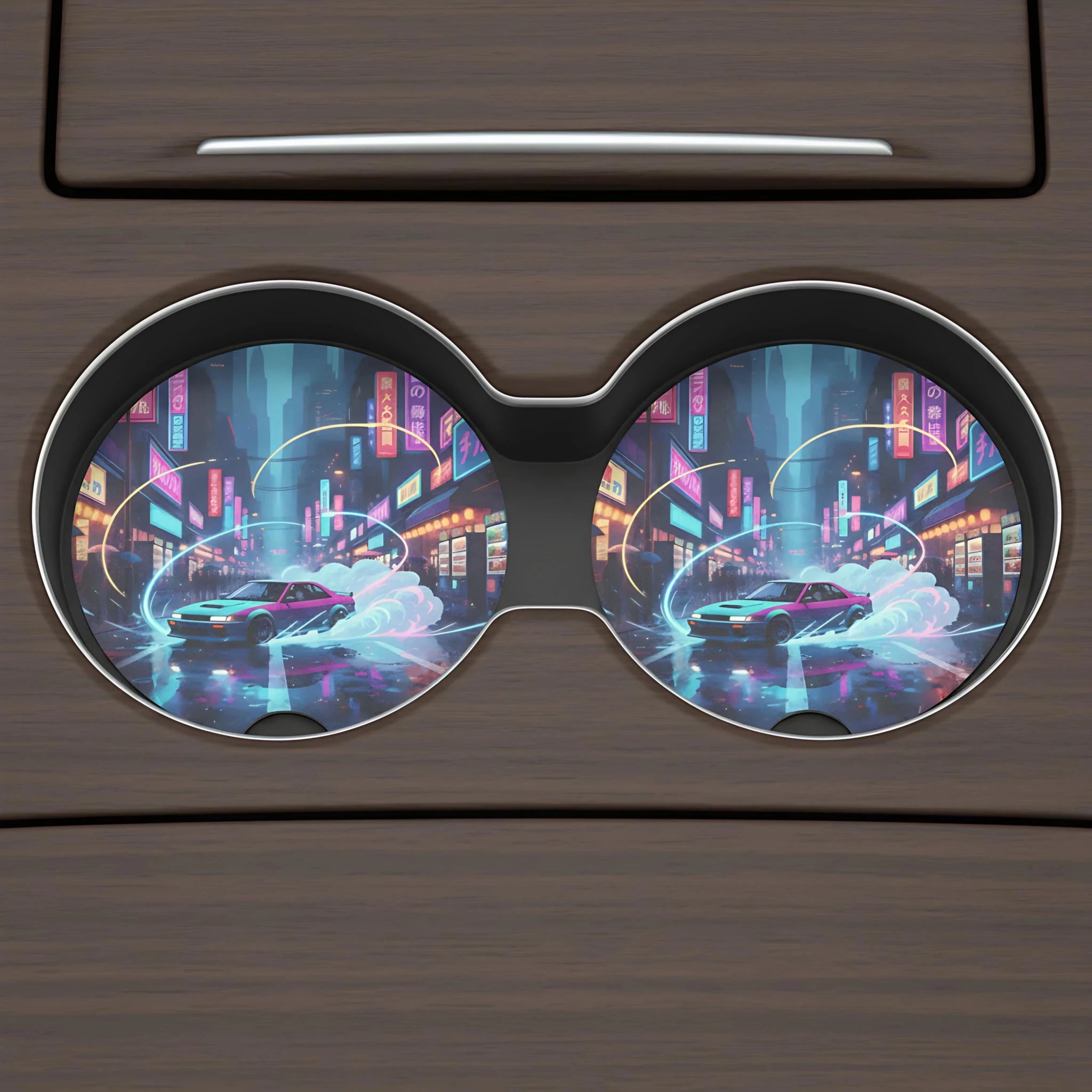 Retro Neon Drift Car Coasters Set - Road Muse