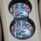 Retro Neon Drift Car Coasters Set - Road Muse